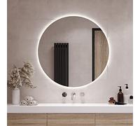 Tulup Specchio Rotondo Ø 50 cm Vetro Temperato da Parete al Bagno Salone Camera da Letto - Luce Neutro LED