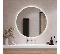 Tulup Specchio Rotondo Ø 70 cm Vetro Temperato al Bagno da Parete Salone Camera da Letto - Luce Caldo LED