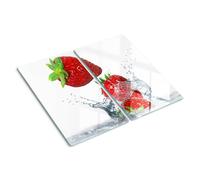 Tulup Tagliere Di Vetro Per La Cucina 2x30x52cm - Fragole E Acqua