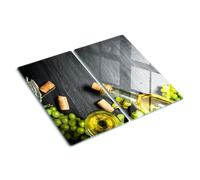 Tulup Tagliere Di Vetro Per La Cucina 2x30x52cm - Vino E Frutta Bianca