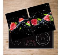 Tulup Tagliere Di Vetro Per La Cucina 2x40x52cm - Fragole E Acqua