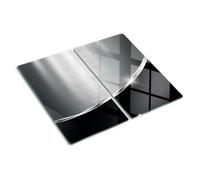 Tulup Tagliere Vetro Temperato - 2x30x52cm - Copri Piano Cottura - Imitazione Acciaio