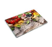 Tulup Tagliere Vetro Temperato - 80x52cm - Copri Piano Cottura - Cibo Italiano