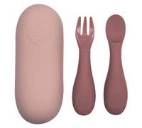 TUM TUM Posate Bambini con Custodia, Set Cucchiaino Svezzamento e Forchetta per Neonati, 6m+, Rosa