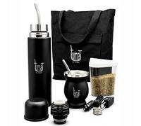 TUMA TU MATE Kit completo Yerba Mate con doppio tappo AutoMate Thermo Bottle, Mate Cup & Bombilla, 750 ml a doppia parete in acciaio inox, borsa di tela, contenitore Yerbero e riscaldatore per auto