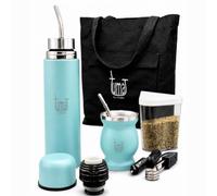 TUMA TU MATE Kit completo Yerba Mate con doppio tappo AutoMate Thermo Bottle, Mate Cup & Bombilla, 750 ml a doppia parete in acciaio inox, borsa di tela, contenitore Yerbero e riscaldatore per auto