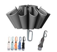 TumaaOTU - Ombrello compatto invertito con moschettone "Never Forget" - Ombrello da viaggio antivento resistente, ombrelli automatici per vento e pioggia, apertura automatica/chiusura automatica