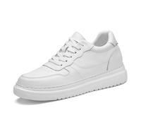 TUMAHE Scarpe con Rialzo da Uomo, Scarpe da Ginnastica da Passeggio in Pelle con Lacci per Il Tempo Libero Casual per La Primavera Autunno,3.15inchs(8cms) White,43 EU