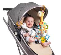 TUMAMA Giochi Neonato 0-12 Mesi - Sonaglio Neonato Peluche, 2 Pezzi Peluche di Giraffa Zebra per Buttafuori, Seggiolino Auto e Carrozzina, Regalo Giochi per 0+ Mesi Bambini
