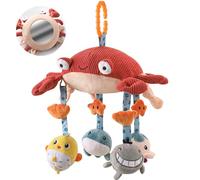 TUMAMA Giochi Passeggino Per Neonato 0 3 4 6 9 12 Mesi, Gioco Montessori Sensoriali Sonaglio Per Neonati Accessori Con Specchio, Peluche Granchio Giocattoli Per Culla Carrozzina Femmina Maschio Regalo