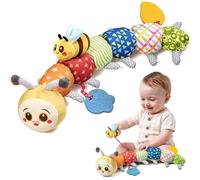 TUMAMA Kids Giocattolo per Bambini 0 3 6 9 Mesi Raupe Giochi, Addominale Cuscino Greifling Cucletier con Rassel Anello di Morso Knittertoy, Montessori Sensorik Tummy Time Toys, Lettino Raupenstoy