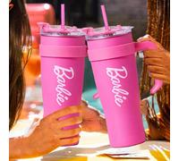 Tumbler Barbie con manico e cannuccia - Tazza da viaggio personalizzata in acciaio inossidabile isolata per donna, bevande calde/fredde, tazza con design a prova di perdite, regalo perfetto per comple