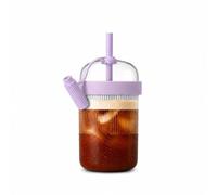 Tumbler da viaggio, 540 ml, lavanda con cannuccia e coperchio a prova di perdite, tazza borraccia isotermica in Tritan, senza BPA, caffè ghiacciato, Matcha Latte, Bubble Tea, Tè, viola lavanda +