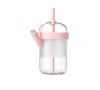 Tumbler da viaggio, 540 ml, rosa con cannuccia e coperchio a prova di perdite, tazza borraccia isotermica in Tritan, senza BPA, caffè ghiacciato, Matcha Latte, Bubble Tea, Tè - rosa pastello + spillo