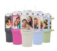 Tumbler Personalizzato da 40 oz (1,2 L) con Manico e Canna, Tumbler Isolati in Acciaio Inossidabile con Foto, Nome, Testo, Tazze Personalizzate con Nome, Regali Personalizzati per Donne Uomini Coppie