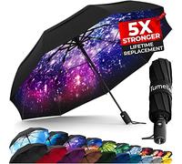 TUMELLA Ombrello da viaggio antivento più forte (compatto, superiore e bello), piccolo, forte ma leggero, portatile e pieghevole automatico, resistente impugnatura, adatto per auto e zaino, 42 inch