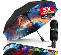 TUMELLA Ombrello da viaggio antivento più forte (compatto, superiore e bello), piccolo, forte ma leggero, portatile e pieghevole automatico, resistente impugnatura, adatto per auto e zaino, 42 inch