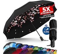 TUMELLA Ombrello da viaggio antivento più forte (compatto, superiore e bello), piccolo, forte ma leggero, portatile e pieghevole automatico, resistente impugnatura, adatto per auto e zaino, 42 inch