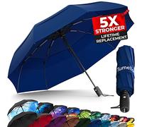TUMELLA Ombrello da viaggio antivento più forte (compatto, superiore e bello), piccolo, forte ma leggero, portatile e pieghevole automatico, resistente impugnatura, adatto per auto e zaino, 42 inch