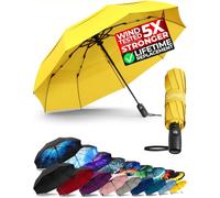 TUMELLA Ombrello da viaggio antivento più forte (compatto, superiore e bello), piccolo, forte ma leggero, portatile e pieghevole automatico, resistente impugnatura, adatto per auto e zaino, 42 inch