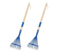 Tuminita 2X Rastrello per Bambini con Manico In Legno Duro e Simpatico Rastrello per Bambini, Attrezzo da Giardino per Bambini di Età Superiore Ai 3, Blu