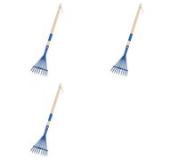 Tuminita 3X Rastrello per Bambini con Manico In Legno Duro e Simpatico Rastrello per Bambini, Attrezzo da Giardino per Bambini di Età Superiore Ai 3, Blu