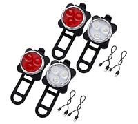 Tuminita 4X COB Impermeabile 3 USB LED Ricaricabile 4 Modalita' Notte della Bici RideFront Lampada Frontale E Posteriore