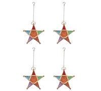 Tuminita 4X Multicolour Vetro Star Votive Tea Light Portacandele Illuminazione A Sospensione Lanterna Matrimonio Compleanno Party Home Garden Decor