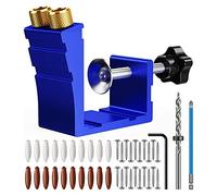 Tumintu Pocket Hole Jig Kit, Pocket Hole Drill Guide Jig Set per fori angolari di 15°, per fori angolari nella lavorazione del legno A