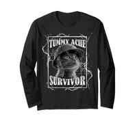 Tummy Ache Survivor Funny Cat Dramatic Lightning Band Maglia a Manica
