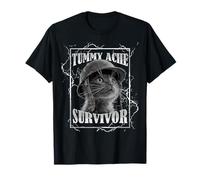 Tummy Ache Survivor Funny Cat Dramatic Lightning Band Maglietta