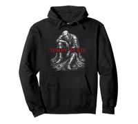 Tummy Hurts Funny Medieval Knight Gothic Art Dark Humor Felpa con Cappuccio