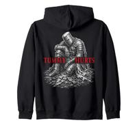 Tummy Hurts Funny Medieval Knight Gothic Art Dark Humor Felpa con Cappuccio