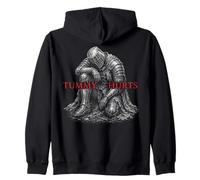 Tummy Hurts Funny Medieval Knight Gothic Art Dark Humor Felpa con Cappuccio