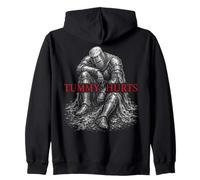 Tummy Hurts Funny Medieval Knight Gothic Art Dark Humor Felpa con Cappuccio