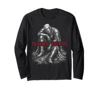 Tummy Hurts Funny Medieval Knight Gothic Art Dark Humor Maglia a Manica