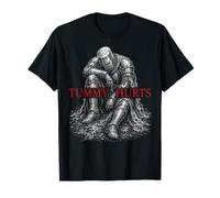Tummy Hurts Funny Medieval Knight Gothic Art Dark Humor Maglietta