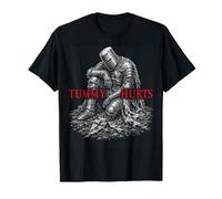 Tummy Hurts Funny Medieval Knight Gothic Art Dark Humor Maglietta