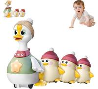 Tummy Time Duck Family Toy Walking with Baby Crawling Ducks, Swinging Crawling Walking Duck for 6-12 Months Toddlers Boy Girl, Christmas Stocking Stuffers
