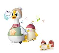 Tummy Time Duck Toy, Duck Family Toy with Music, Walking Duck with Baby Ducks, Light up Swinging Crawling Toys, Music Crawling Walking Toys Boys Girls Birthday Gift (With 1 duck)
