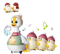 Tummy Time Duck Toy, Duck Family Toy with Music, Walking Duck with Baby Ducks, Light up Swinging Crawling Toys, Music Crawling Walking Toys Boys Girls Birthday Gift (With 3 ducks)