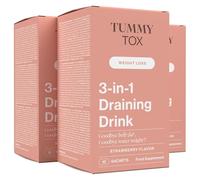 Tummy Tox Draining Drink, 30 bustine, Bevanda Drenante Forte | Bevanda alla Fragola con Cactinea, Carciofo, Tarassaco, Ortica, Magnesio, Tè di Giava