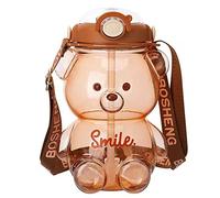 Tumnea Borraccia per Bambini, Borraccia con Cannuccia, Borraccia Kawaii Orso Borraccia Portatile per Bambini con Tracolla Regolabile per Viaggi all'aperto