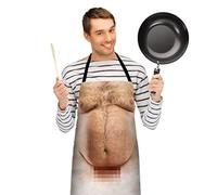 Tumnea Grembiule da cucina divertente da uomo, grembiule divertente, grembiule da barbecue divertente, griglia da cucina grembiuli stampati divertenti grembiuli da cucina pancia 3D grembiule creativo