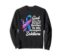 Tumore alla tiroide Consapevolezza Nastro Chemo Fede Soldati Dio Felpa