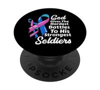 Tumore alla tiroide Consapevolezza Nastro Chemo Fede Soldati Dio PopSockets PopGrip Adesivo