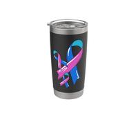 Tumore della tiroide consapevolezza del nastro combattente Chemo Blu Rosa Teal Bicchiere termico in acciaio inox doppia parete