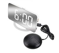Tumotsit Orologio sveglia con specchio, orologio digitale a LED, con attenuazione rilevamento luce e vibratore per persone che dormono molto, orologio sveglia con vibrazione per la testata della