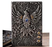 Tumotsit Taccuino Phoenix | Taccuino quotidiano antico fatto a mano con segnalibro - Blocco note con copertina rigida con motivo Phoenix, regalo per uomo e donna