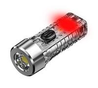 Tumotsit Torcia LED piccola - Portachiavi con luce ricaricabile USB, tasca blu rossa fluorescente LED per illuminazione campeggio con 5 luci, 3 luci, 3 lampi speciali
